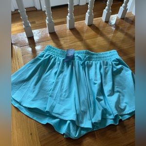 abercrombie kids teal flowy shorts